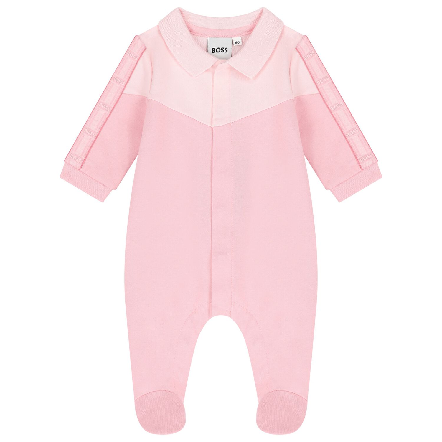 Baby Girls Pink Logo Babygrow, 1, hi-res