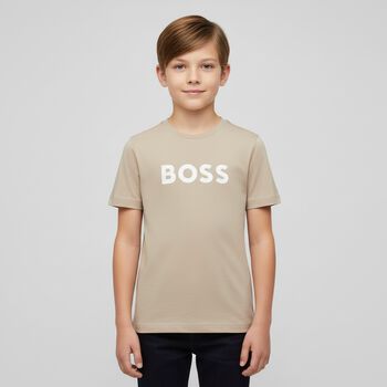 Boys Beige Logo T-Shirt