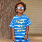 Boys Blue Striped T-Shirt, 1, hi-res