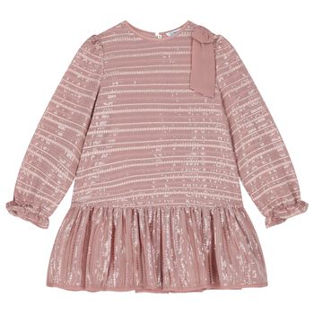Girls Pink Chiffon Sequin Dress
