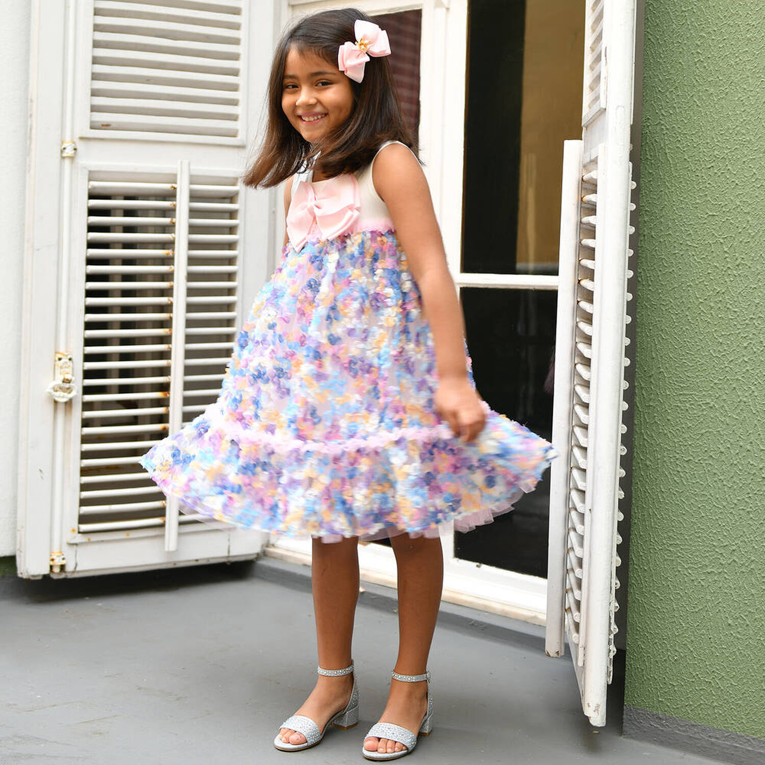 Girls Silver Embellished Sandals, 2, hi-res