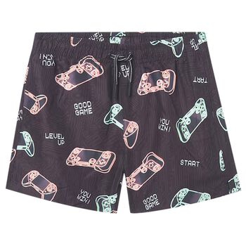 Boys Black Joystick Swim Shorts