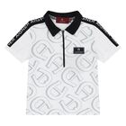 Younger Boys White Logo Polo Shirt, 1, hi-res