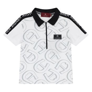 Younger Boys White Logo Polo Shirt