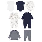 Baby Boys Ivory & Navy Blue Babygrow Gift Set, 1, hi-res