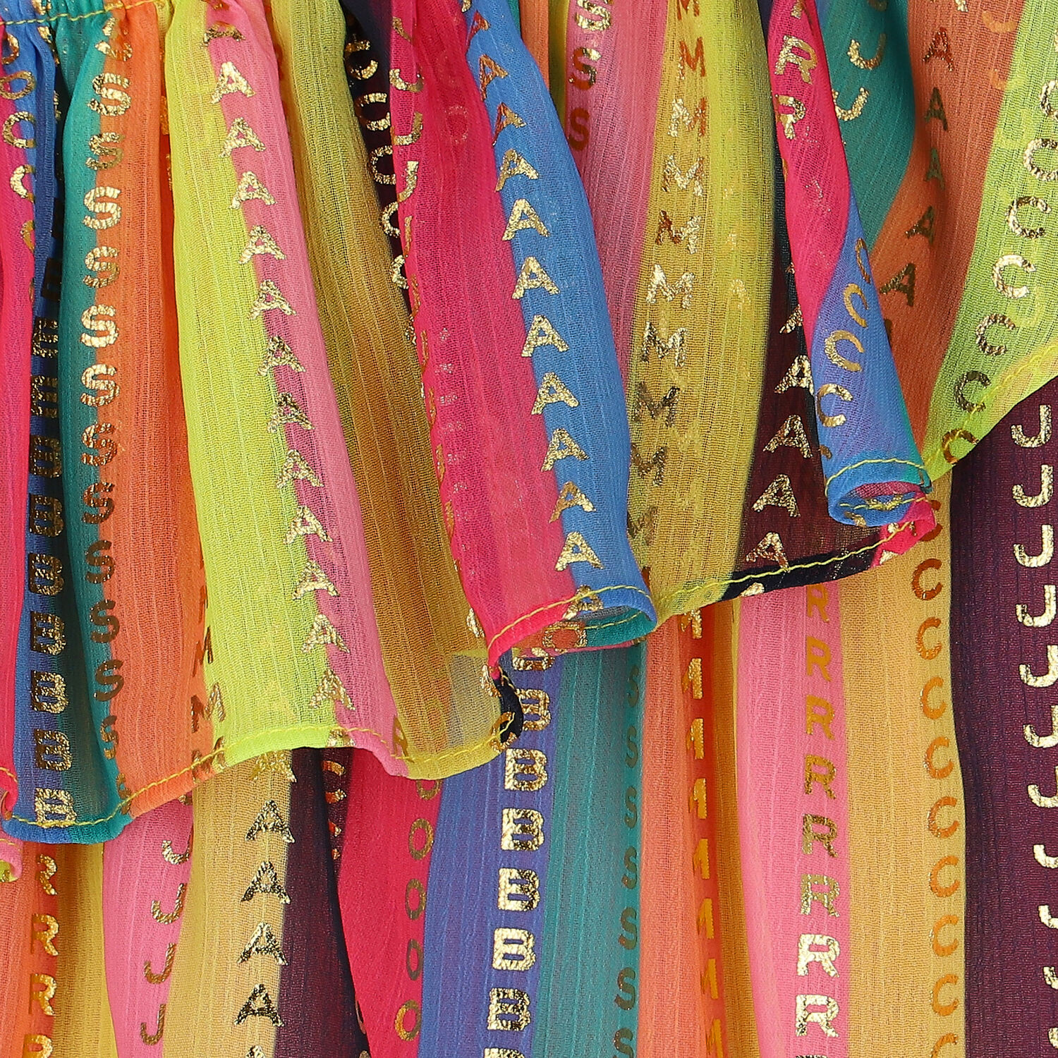 Girls Pink & Gold Striped Logo Top, 1, hi-res