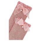 Girls Pink Bow Knitted Socks, 3, hi-res