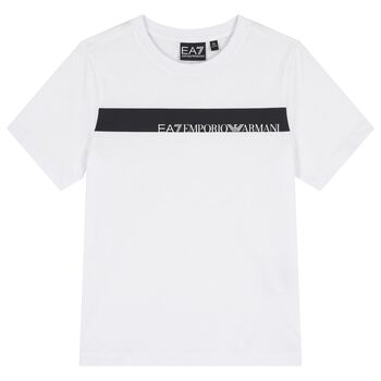 Boys White & Black Logo T-Shirt