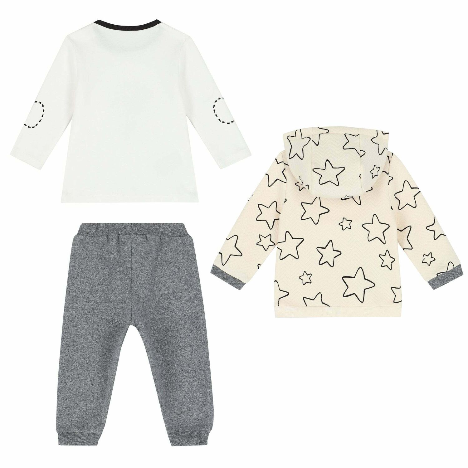 Baby Boys Ivory & Grey Tracksuit (3 Piece), 1, hi-res