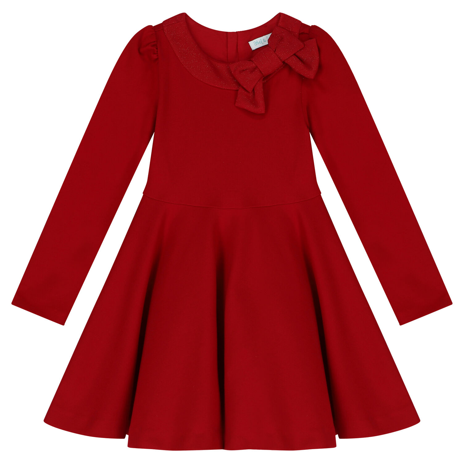Girls Red Bow Dress, 1, hi-res
