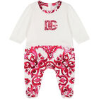 Baby Girls Ivory & Pink Majolica Babygrow Gift Set, 1, hi-res