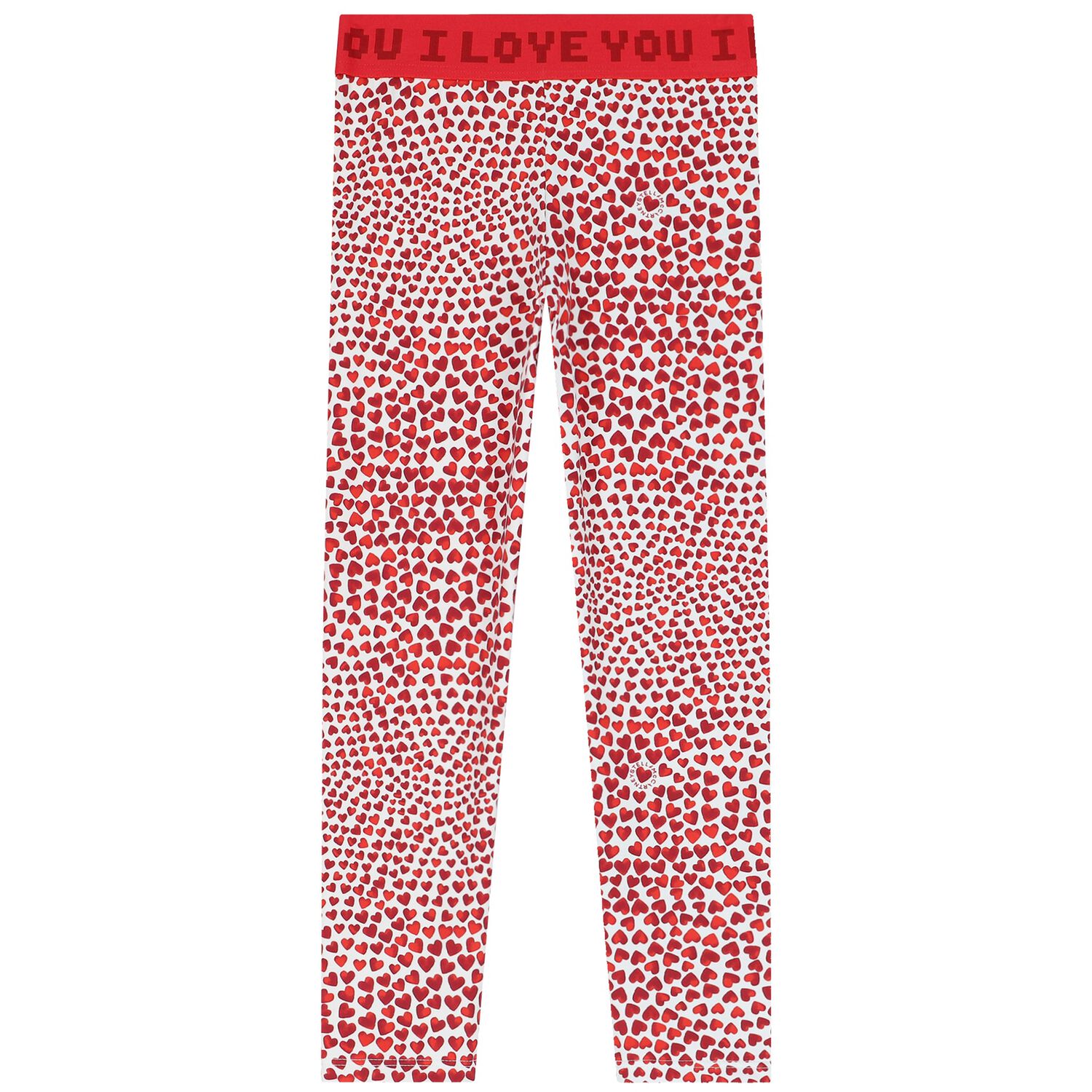 Girls White & Red Hearts Leggings, 1, hi-res image number null