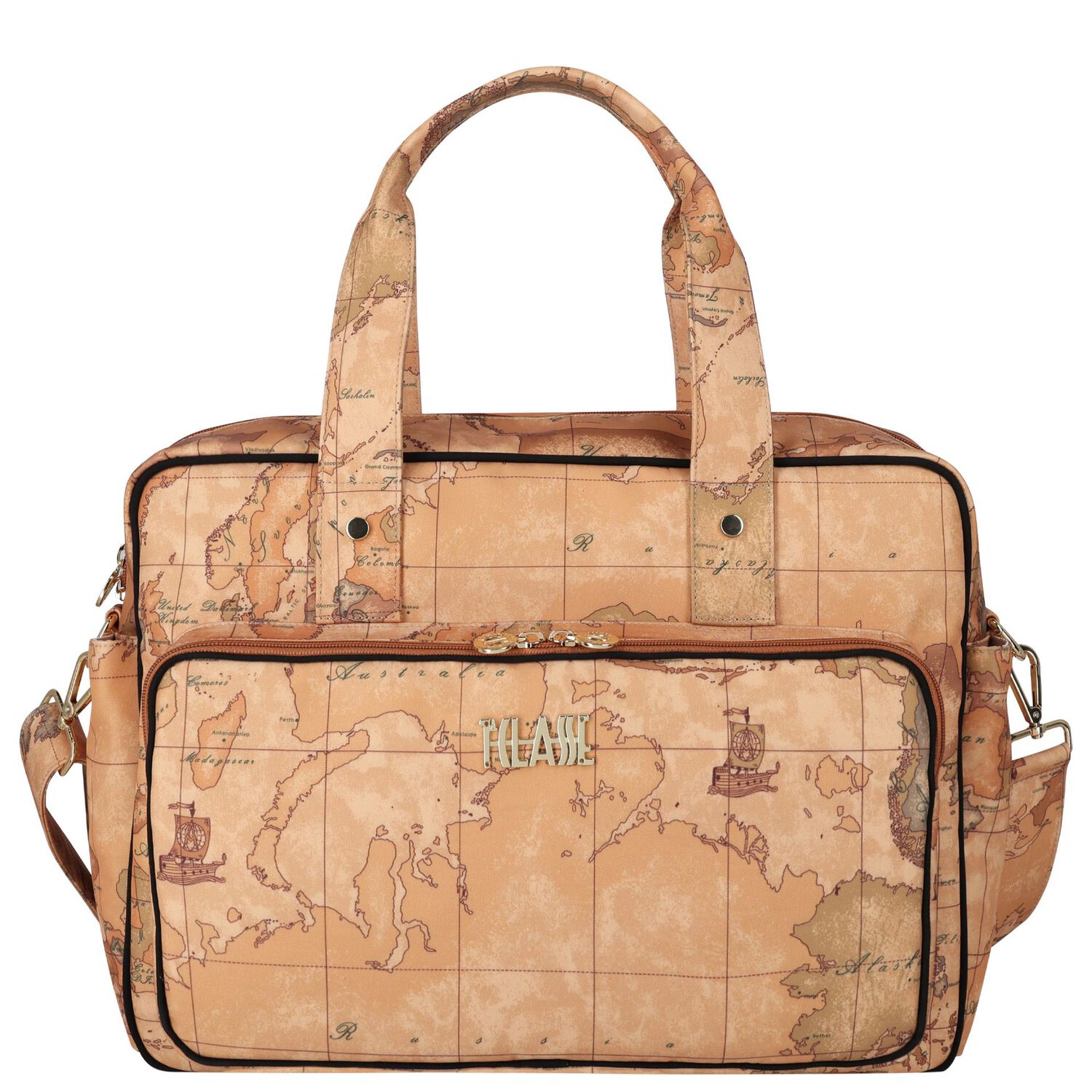 Beige Geo Map Baby Changing Bag, 1, hi-res