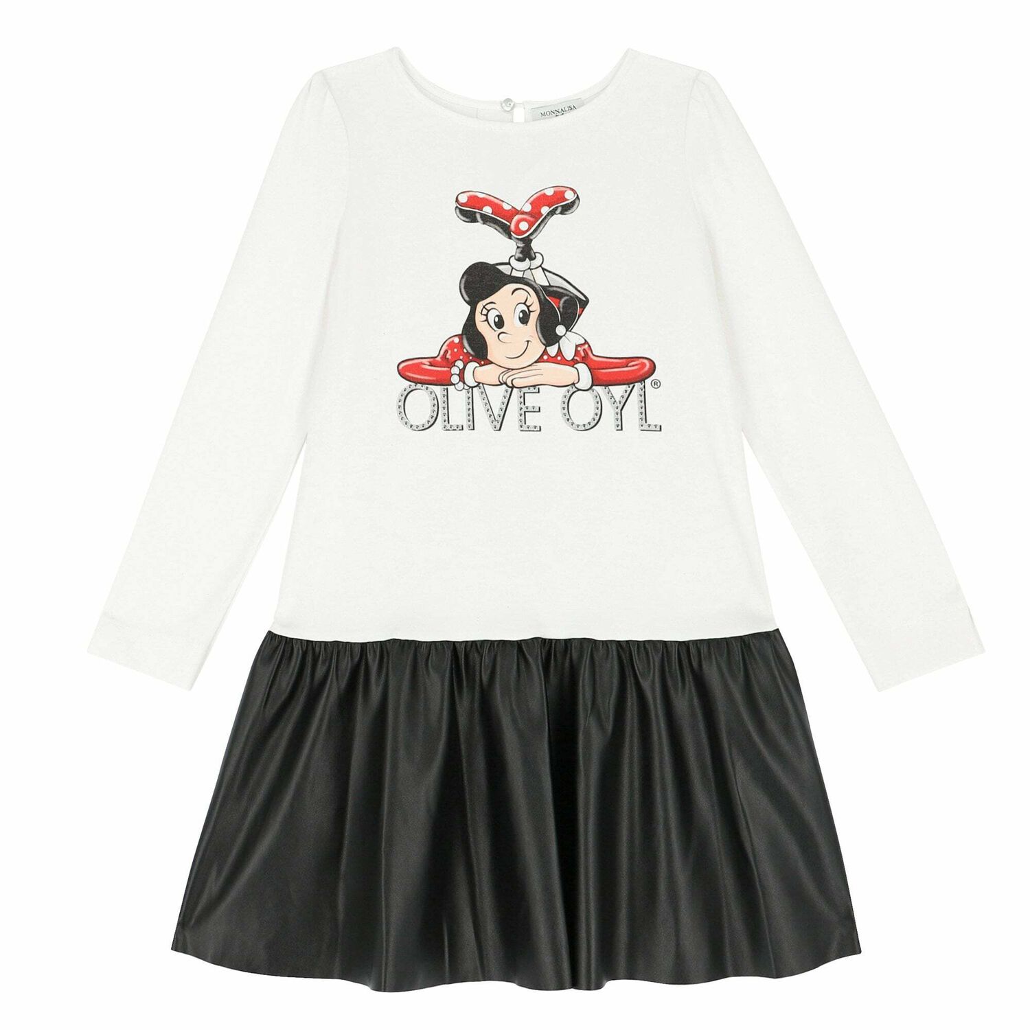 Girls White & Black Olive Oyl Dress, 1, hi-res