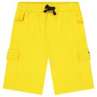 Boys White & Yellow Logo Shorts Set, 1, hi-res