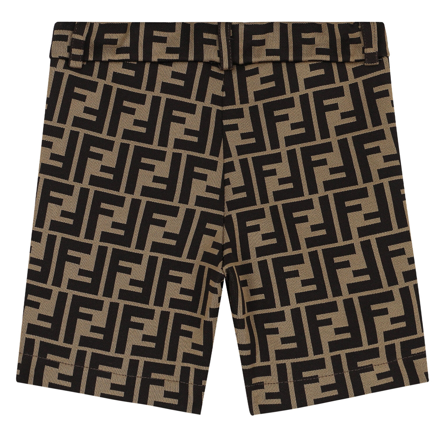 Baby Boys Beige FF Logo Shorts, 1, hi-res
