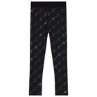 Girls Black Logo Leggings, 1, hi-res