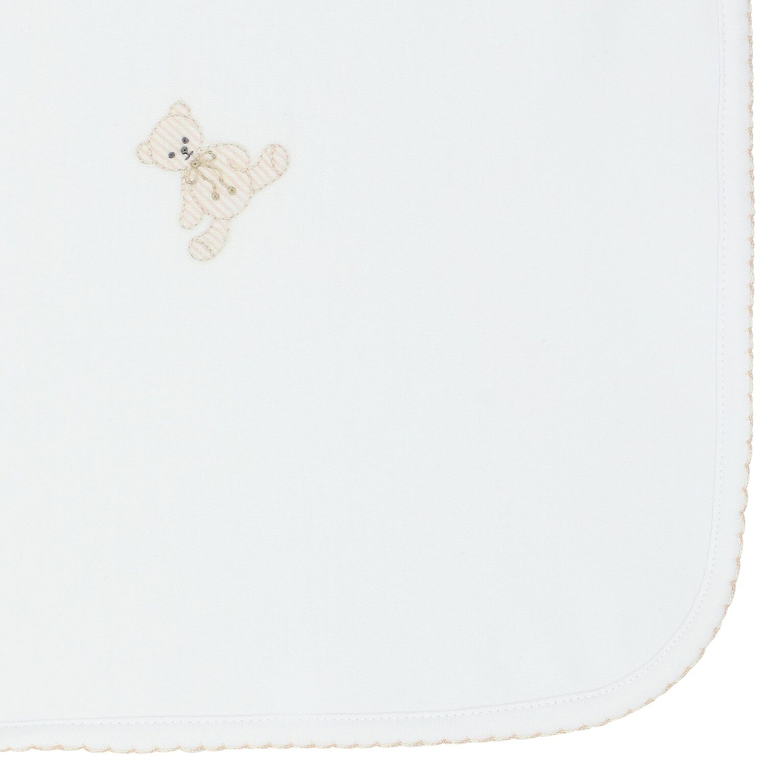 Baby White Teddy Embroidered Blanket, 1, hi-res