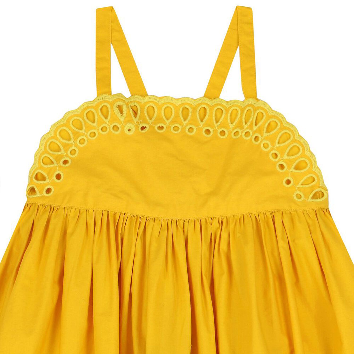 Girls Yellow Broderie Anglaise Dress, 1, hi-res image number null