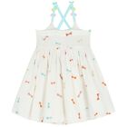 Girls White Embroidered Bow Dress, 1, hi-res