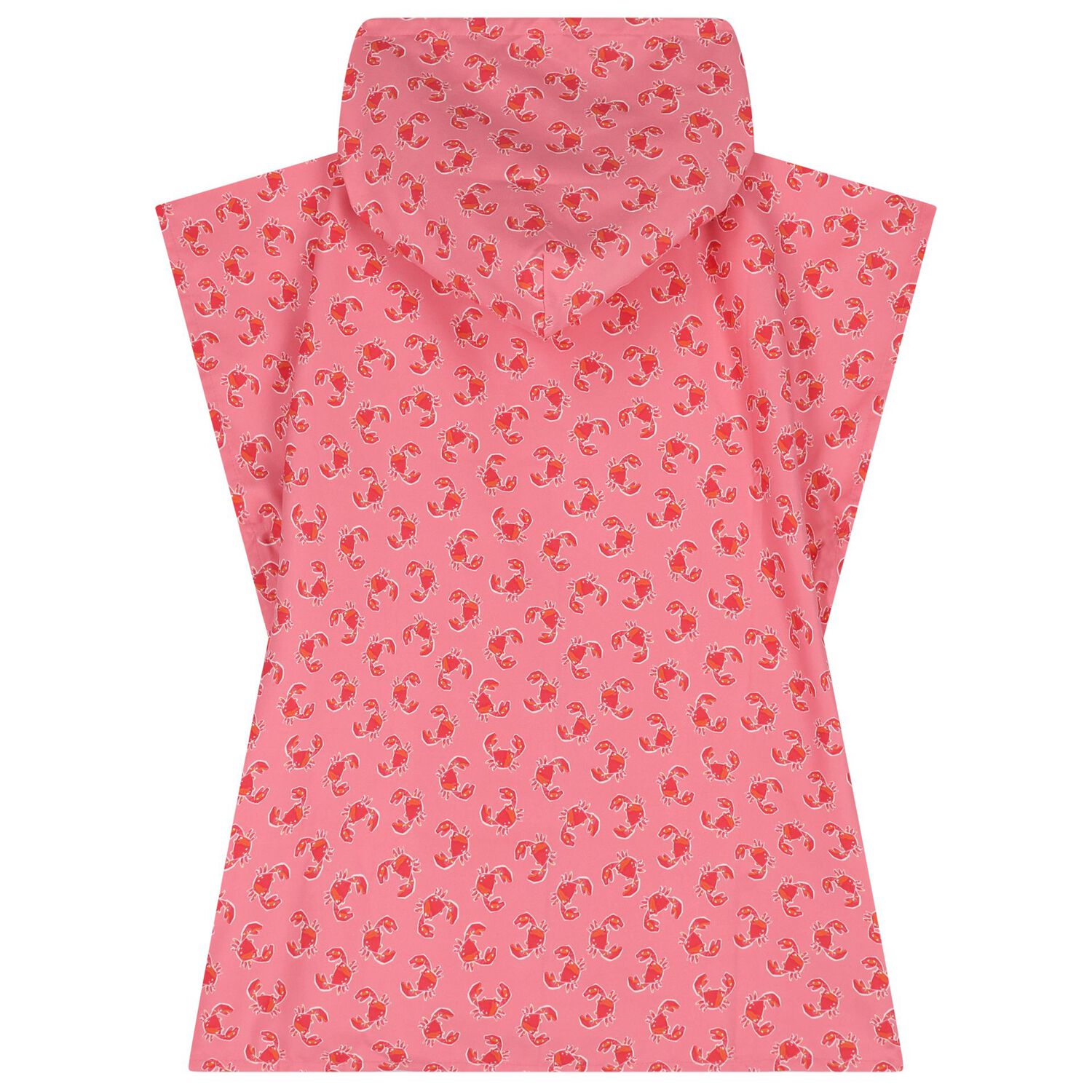Girls Pink Crab Hooded Towel, 1, hi-res