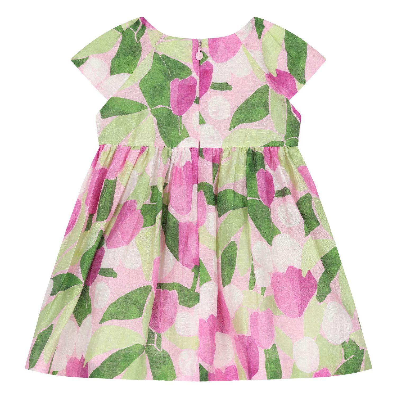 Younger Girls Green & Purple Floral Dress, 2, hi-res