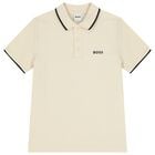 Boys Mini Me Ivory Logo Polo Shirt, 3, hi-res