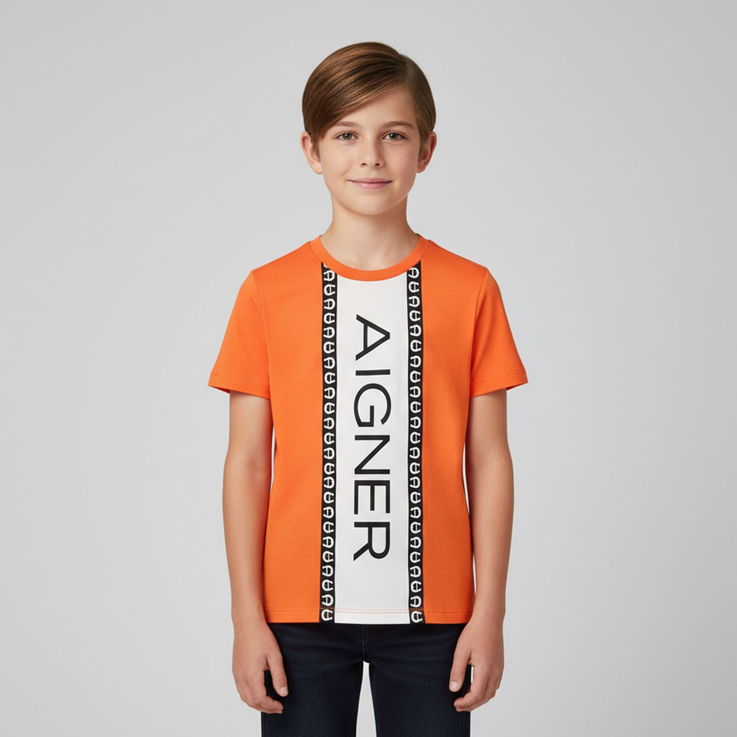 Boys Orange Logo T-Shirt, 2, hi-res