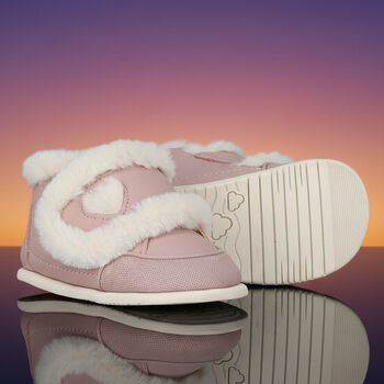 Baby Girls Pink Fur Faux Trainers