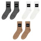 Boys Grey, White & Beige Logo Socks ( 3-Pack ) , 1, hi-res