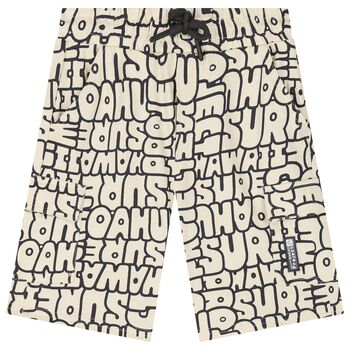 Boys Ivory & Black Cargo Style Shorts