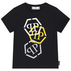 Boys Black Logo T-Shirt, 2, hi-res