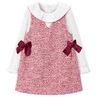 Girls White & Red Bow Dress, 1, hi-res