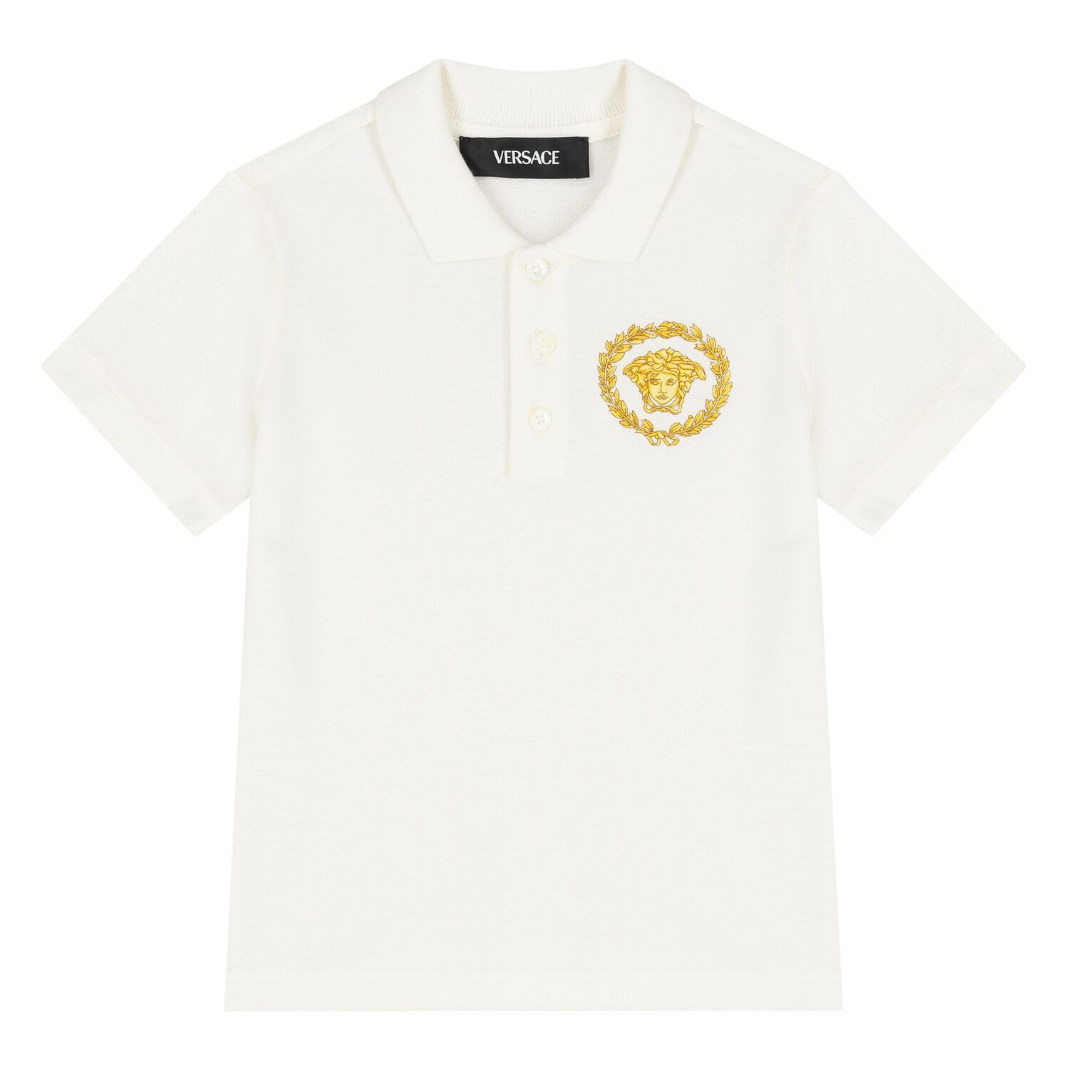 Younger Boys Ivory Medusa Polo Shirt, 1, hi-res
