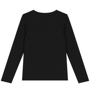 Girls Black Logo Long Sleeve Top