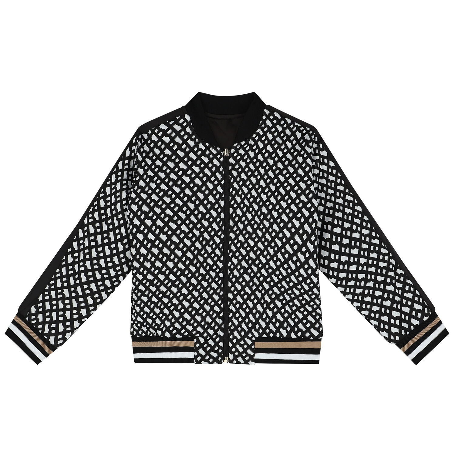 Boys Black & White Reversible Zip Up Top, 1, hi-res image number null