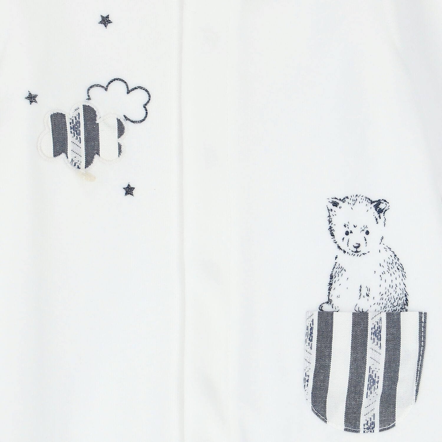 White & Navy Blue Bear Babygrow, 3, hi-res