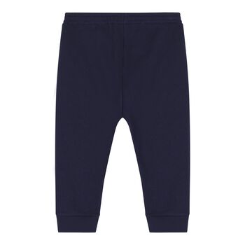 Baby Navy Blue Web Striped Joggers