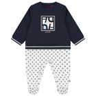 Baby Boys Navy Blue & White Logo Babygrow, 2, hi-res