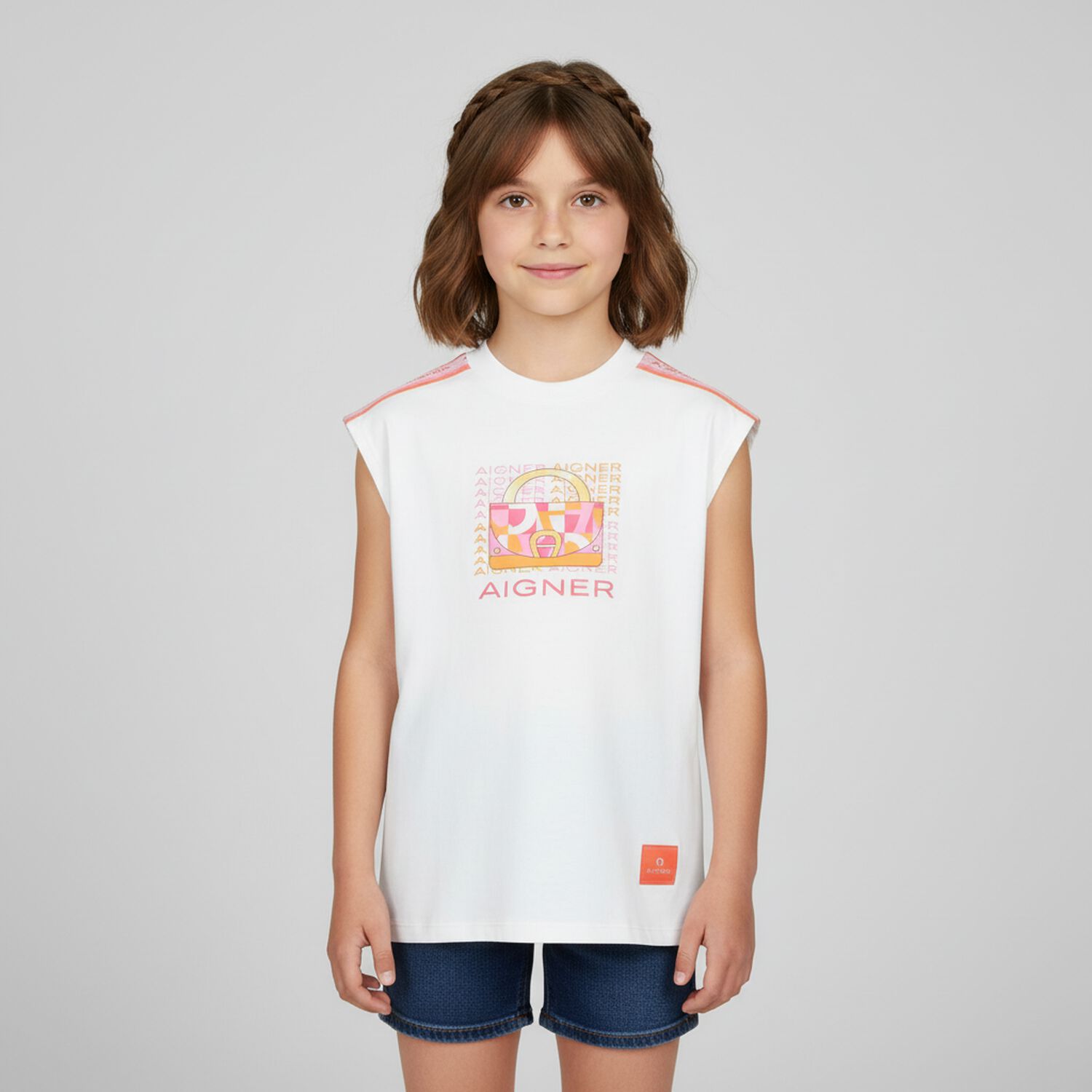 Girls White Logo Dress, 1, hi-res image number null