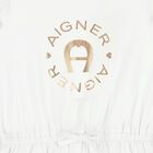 Girls White Logo Dress , 1, hi-res