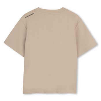 Boys Beige Ikon Karl Logo T-Shirt