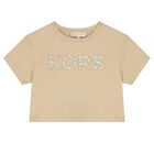 Girls Beige Logo T-Shirt, 1, hi-res