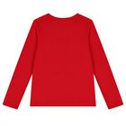 Girls Red Logo Polo Bear Long Sleeve Top, 2, hi-res