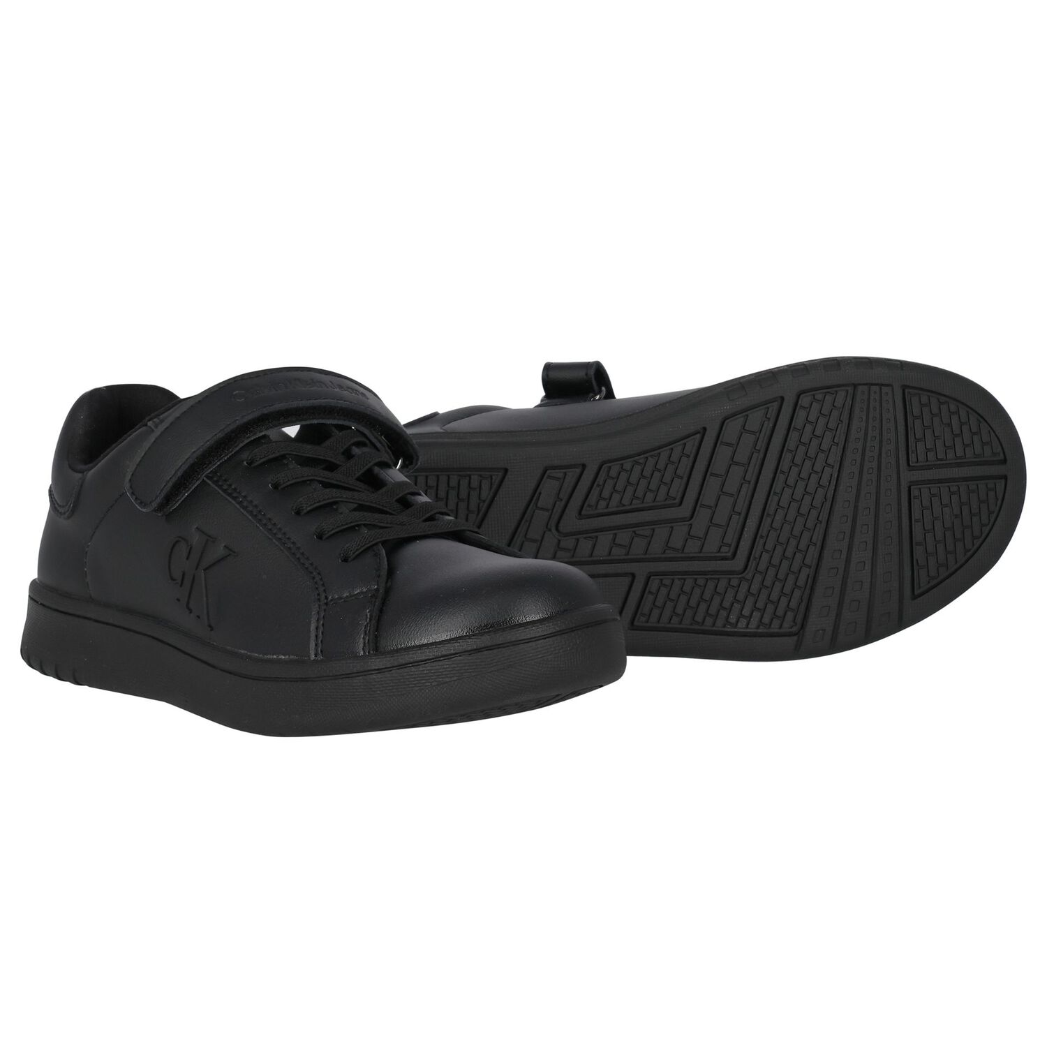 Boys Black Logo Trainers, 1, hi-res
