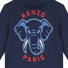 Boys Navy Blue Elephant Logo Hooded Zip Up Top, 1, hi-res