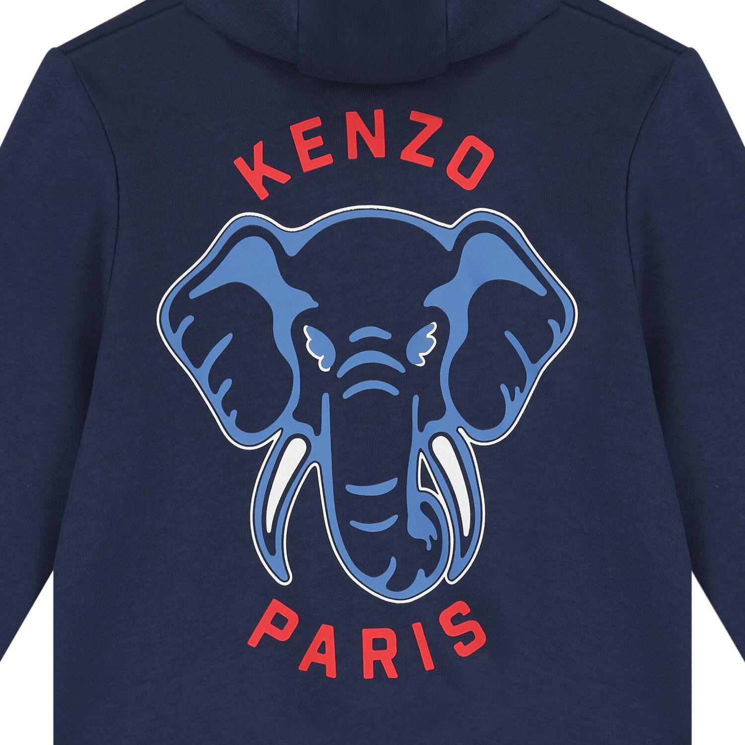 Boys Navy Blue Elephant Logo Hooded Zip Up Top, 1, hi-res