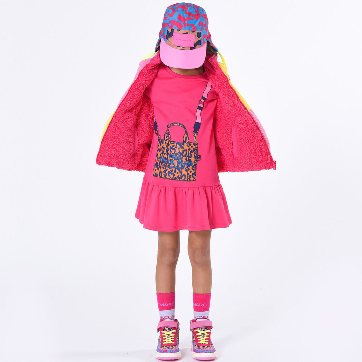 Girls Pink Logo Bag Dress, 1, hi-res