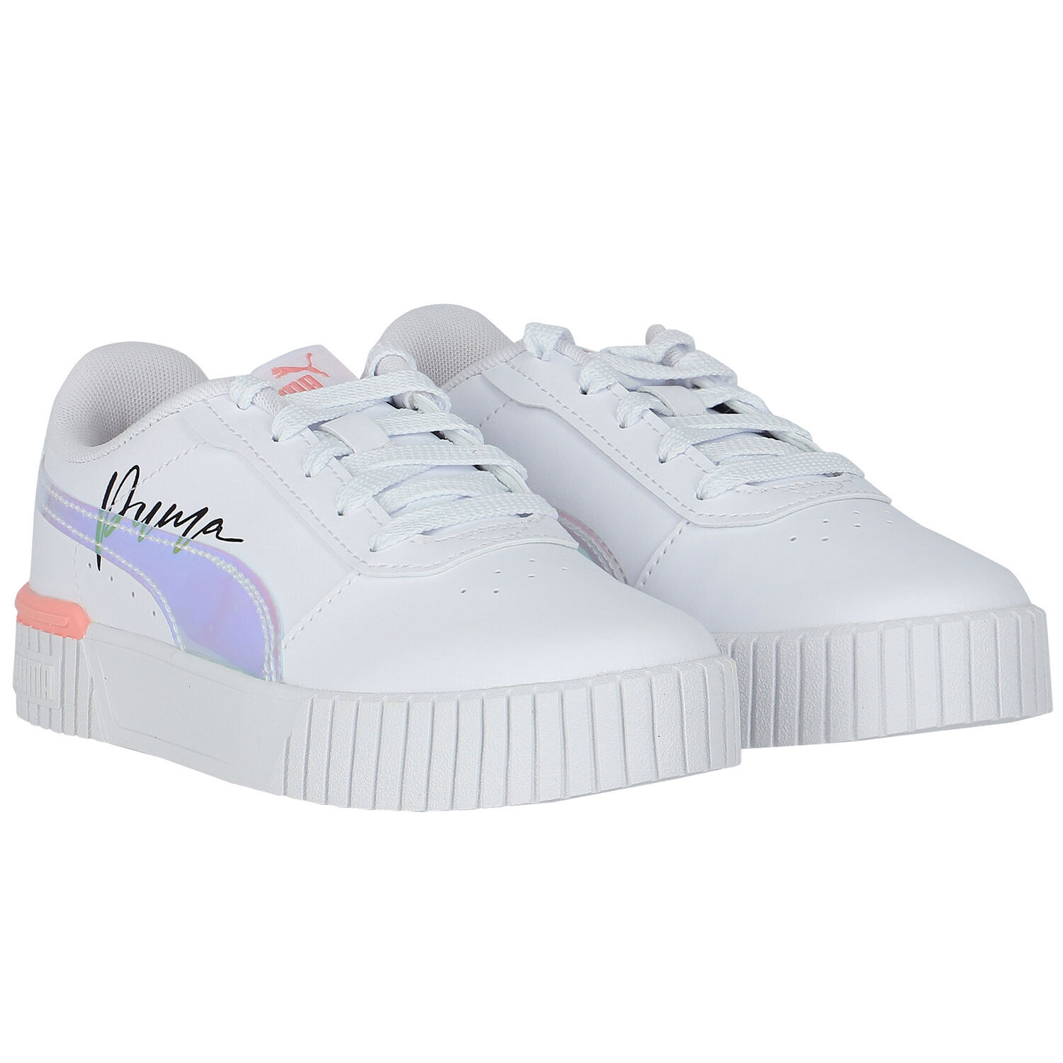 Girls White Carina Trainers, 1, hi-res