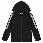 Boys Black Logo Zip Up Top, 1, hi-res